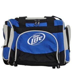 Miller Lite Blue Black Gray Insulated Lunch Cooler‎ Bag Shoulder Strap
